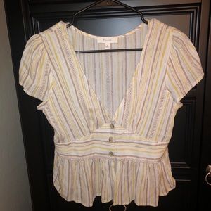 Boho Peplum V-Neck Blouse
